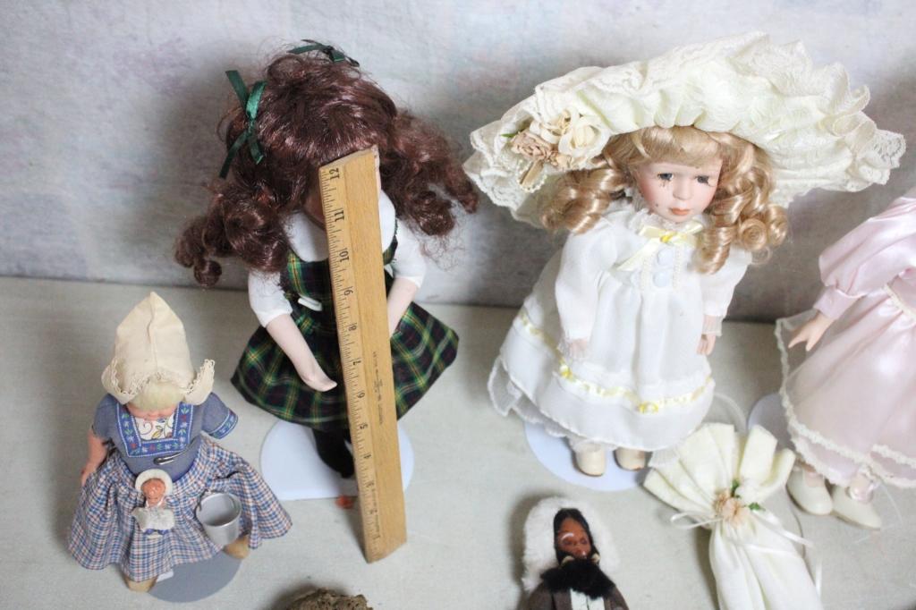 5 Porcelain, Celluloid, China, Dolls