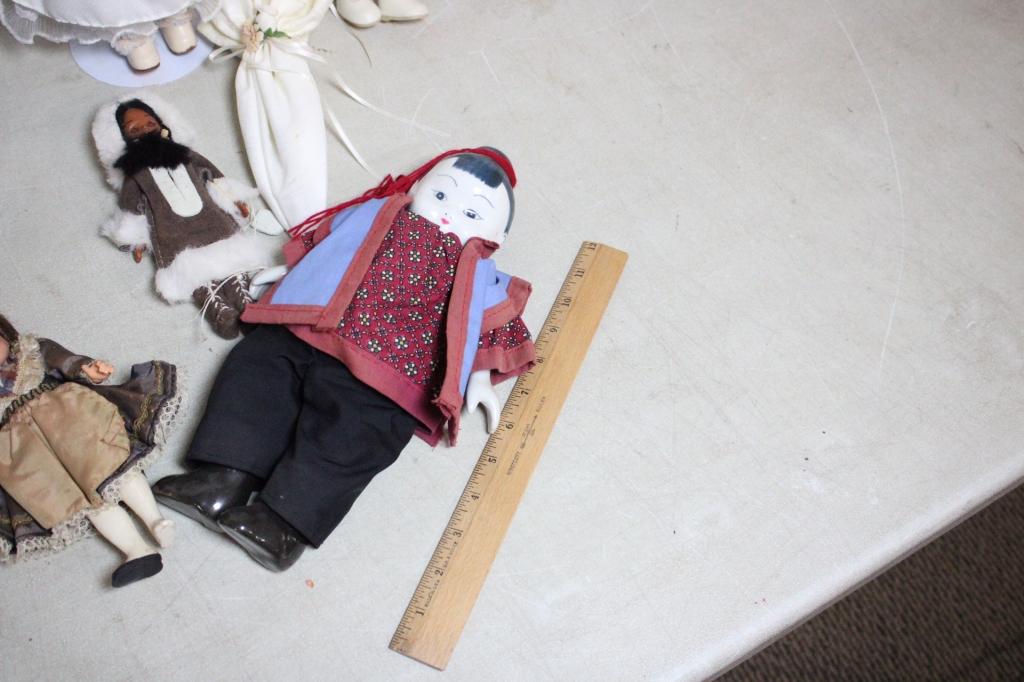 5 Porcelain, Celluloid, China, Dolls
