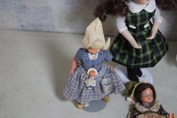 5 Porcelain, Celluloid, China, Dolls