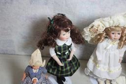 5 Porcelain, Celluloid, China, Dolls