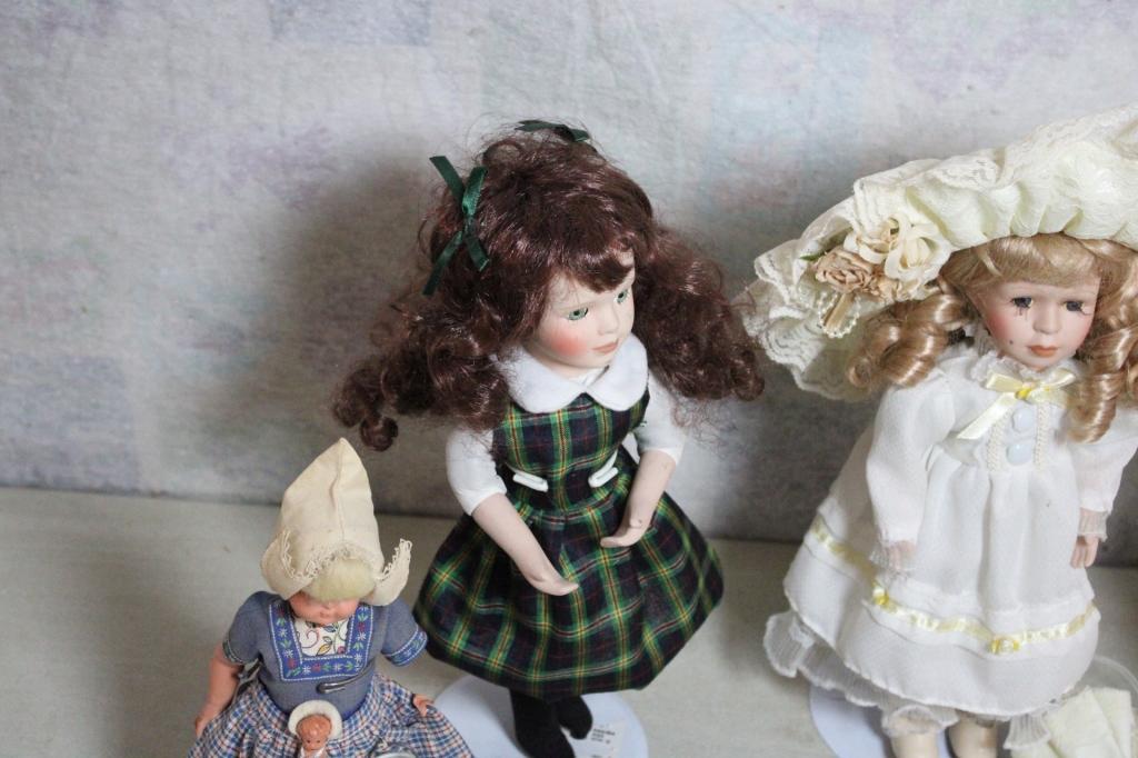 5 Porcelain, Celluloid, China, Dolls