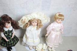 5 Porcelain, Celluloid, China, Dolls