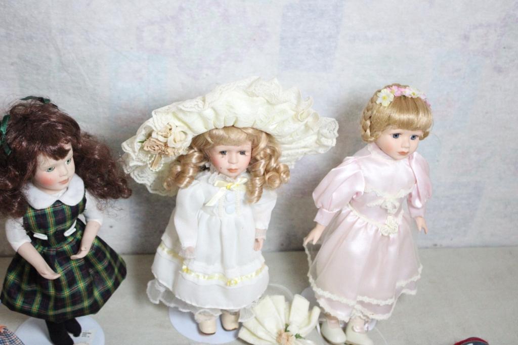 5 Porcelain, Celluloid, China, Dolls