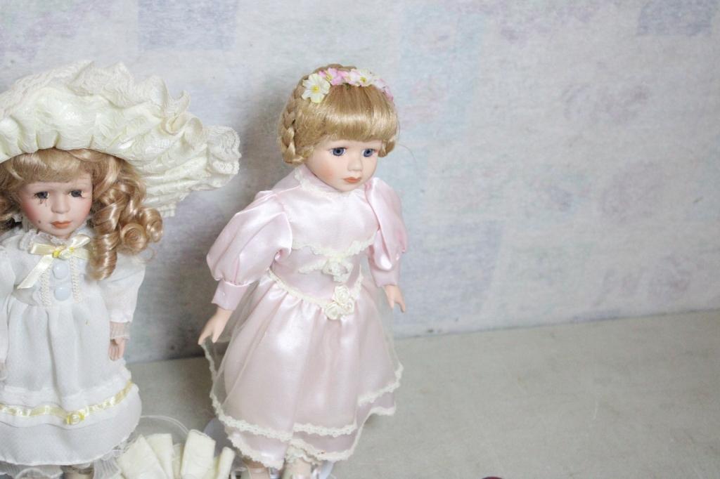 5 Porcelain, Celluloid, China, Dolls