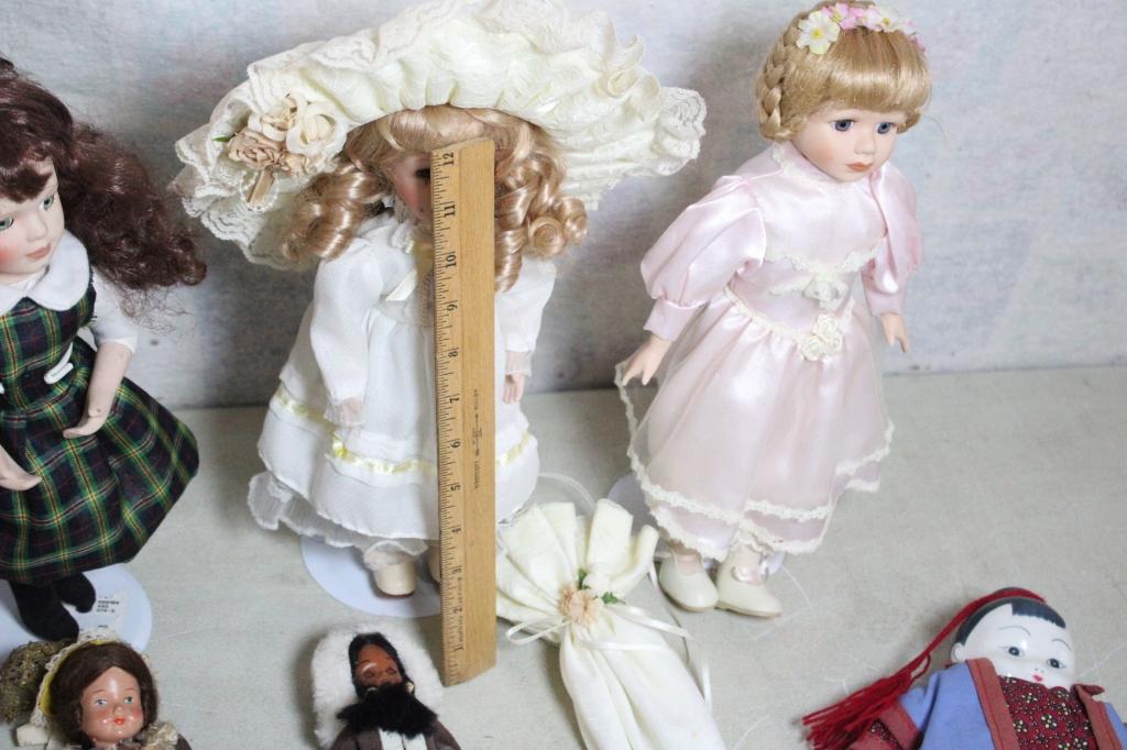 5 Porcelain, Celluloid, China, Dolls
