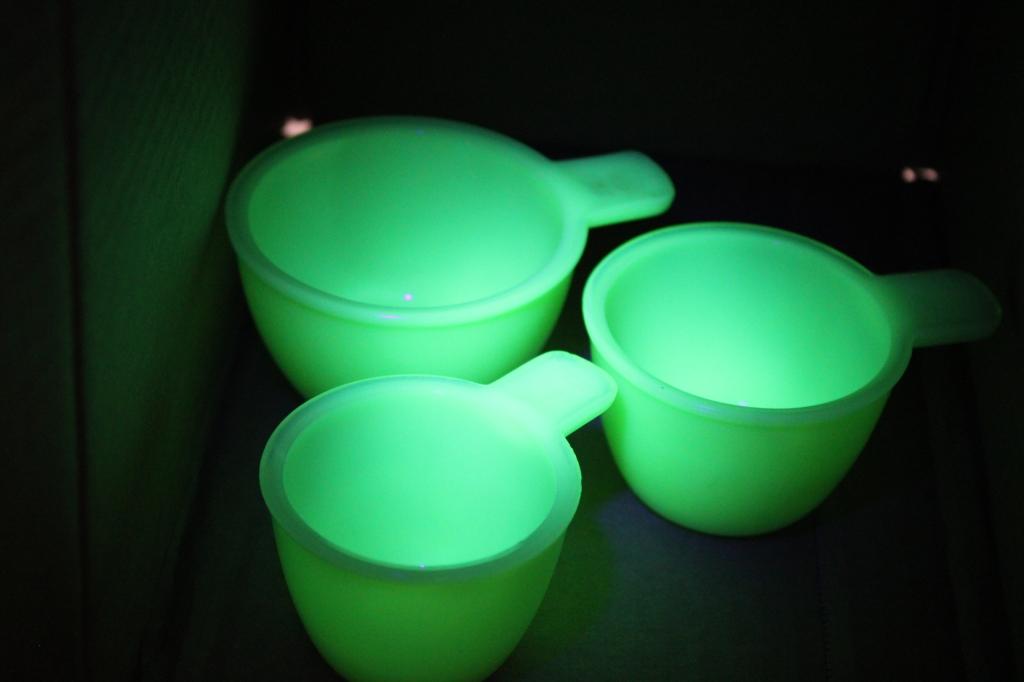 3 Jadeite Jeanette Glass Measuring Cups GLOW