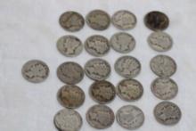 21 Silver Mercury Dimes