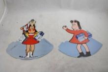 2 Little Lulu Kleenex Store Display Signs 1950's
