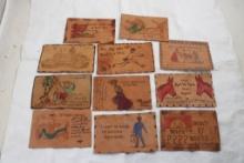 11 Antique Leather Postcards