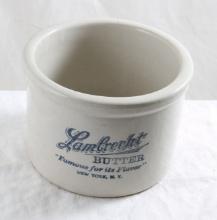 Lambrecht Butter NY Advertising Crock 4" T. 5" D