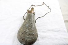 Old Hunting 7" Powder Horn with Chain
