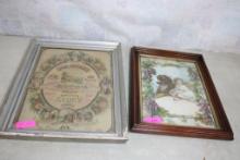 2 Framed  Antique Prints 10 Commandments Plus