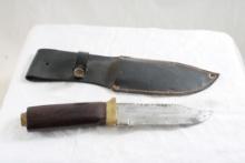 Brass & Wood Handled Fixed Blade Knife 9" L