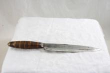 Stacked Leather Handle Fixed Blade Knife 11 3/4" L