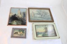 4 Advertising Framed Prints, Thermometer & Other