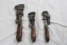 3 Antique Small Adjustable Wrenches
