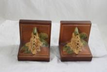 Pair Roseville Pottery Water Lily Bookends 5" Tall