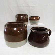 1 Small Omar & 3  Assorted Stoneware Bean Pots