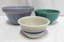 Watt 8" Bowl, Blue Banded Bowl & Green Bowl