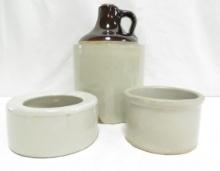 Stoneware Jug, Feeder Bowl & Butter Crock