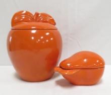 Red Wing Apple Cookie Jar & Pear Marmite in Orange