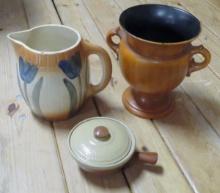 Haeger Vase, Roseville Tulip Pitcher & Kla-Ham'rd