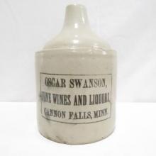 Oscar Swanson Minnesota Stoneware 1/2 gallon Jug