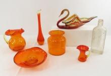 12" Sooner Slag Glass Swan, Blenko Pitcher & more