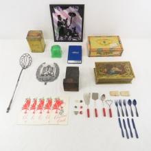 Vintage Tins, Bank, Toy Kitchen Utensils & More
