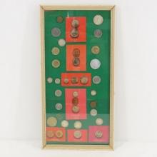 Framed Collection of US and European Coins