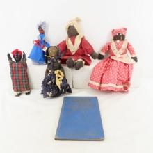 "Wopsy" Book, 3 Cloth and 1 Plastic Doll