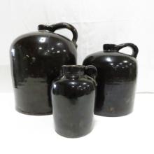 2 gal, 1 gal & 1qt Albany Slip Stoneware Jugs