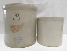 3 Gal Red Wing Union Stoneware Crock & Other Crock