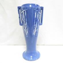 10" Red Wing Art Pottery Blue Woodland Forest Vase