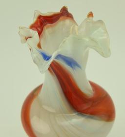 Lot #42- Art glass 9” hand blown ruffled top vase