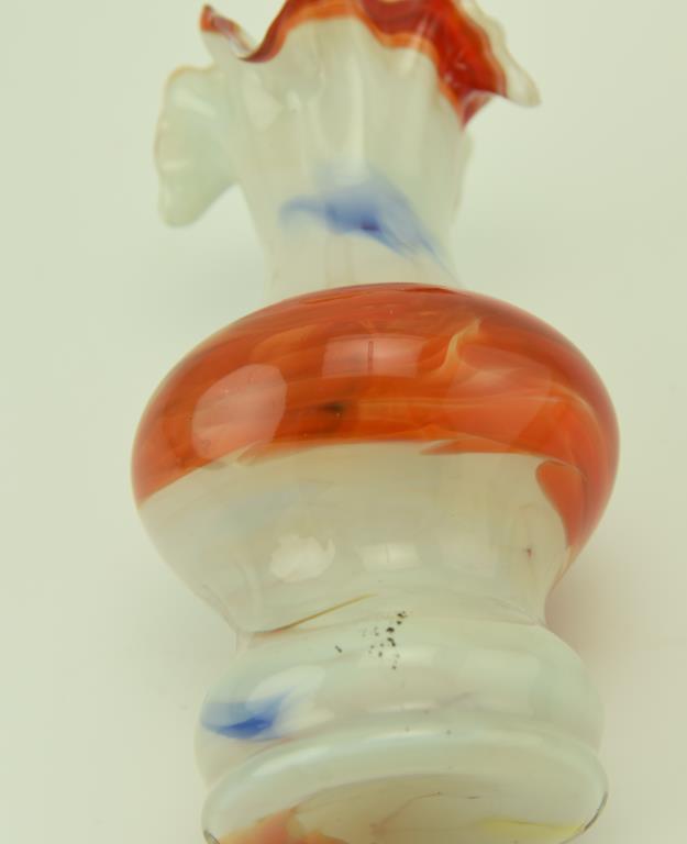 Lot #42- Art glass 9” hand blown ruffled top vase