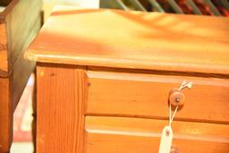 Lot 1379 - Antique pine 9 drawer apothecary cabinet with shelves (100” in width, 30 ½” in height,