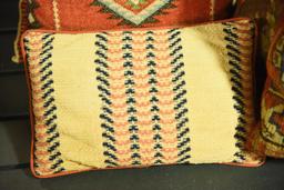 Lot 1389 - 5 pillows made from antique carpet & textiles: 3 made from rugs, another is done in