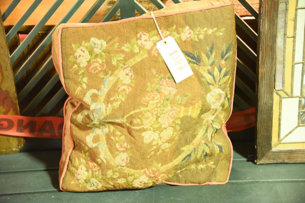 Lot 1389 - 5 pillows made from antique carpet & textiles: 3 made from rugs, another is done in