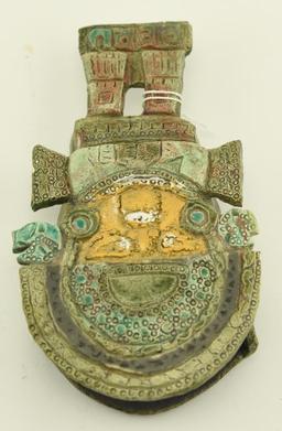 Lot 1413 - JayDee signed art pottery Peruvian idol wall pocket along with a piece pipe signed