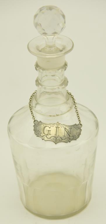 Lot 1489 - (3) Clear glass decanters: 2 are early and the other is cut crystal, comes with 2