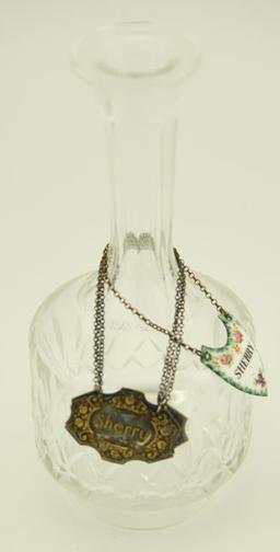 Lot 1489 - (3) Clear glass decanters: 2 are early and the other is cut crystal, comes with 2