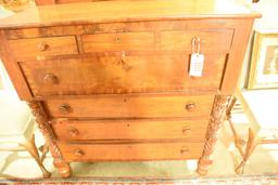 Lot 1565 - Antique Empire 7 drawer chest from New Hampshire with backsplash and carved columns