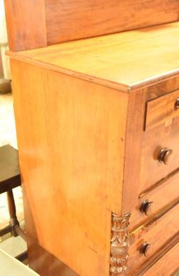 Lot 1565 - Antique Empire 7 drawer chest from New Hampshire with backsplash and carved columns