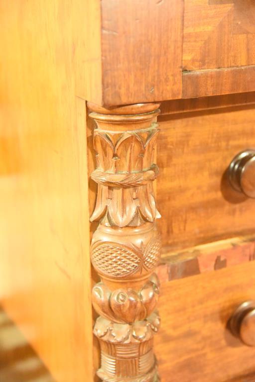 Lot 1565 - Antique Empire 7 drawer chest from New Hampshire with backsplash and carved columns