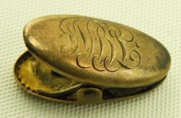 Lot 1629 - Pair of Victorian gold filled cuff links along with a 10k gold clip: clip weighs .7dwt
