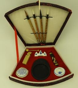 Lot 1697 - (2) Chinese calligraphy sets in fitted boxes