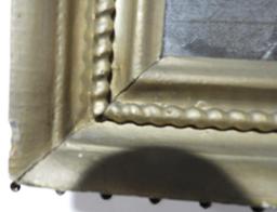 Lot 1719 - Antique mirror with eglomise panel in top depicting a battle at sea between 2 ships