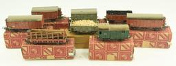 Lot #17 - (8) Vintage Marklin train cars: Model 310 Baggage Car, (4) Boxcars, model 321 G Stake