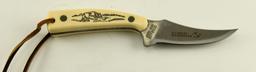 Lot # 4581 - (2) Knives: Schrade Scrimshaw skinning knife, Schrade 4” folder with synthetic handle